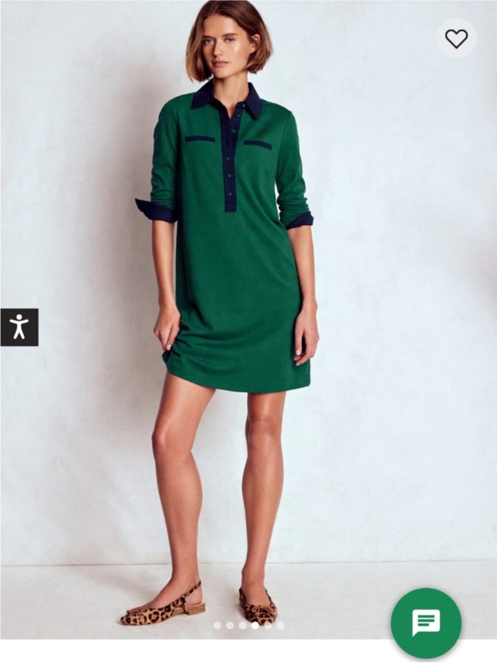 Boden Forest Green Blouse with Navy Trim